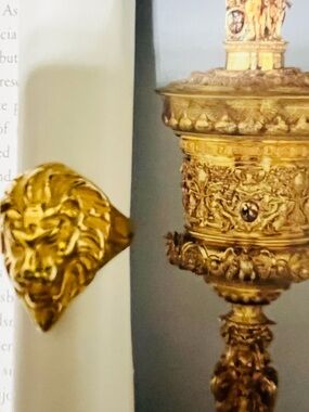 Gold Lion Head Statement Ring purchased in Italy gold plated